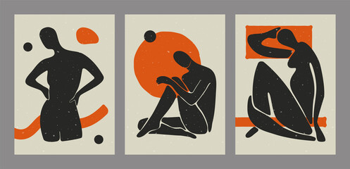 Abstract boho contemporary backgrounds. Minimalist cards 1960s mid century aesthetic, vector poster for social media