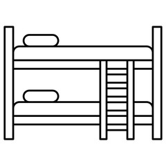 dorm bed concept, Bunk bed Hostel Furniture Vector Icon Design, Interior design Symbol, Home Office decoration Sign, Residential and Commercial Decor Elements stock illustration