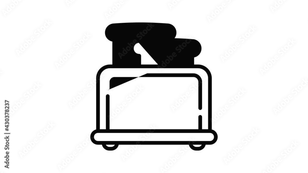 Poster electronic toaster icon animation outline best object on white background