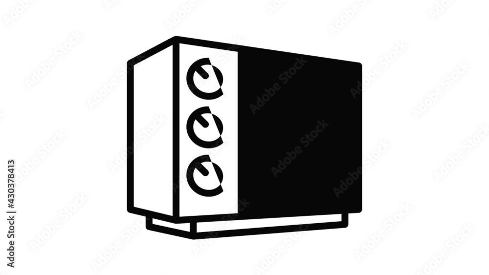 Poster old microwave icon animation outline best object on white background