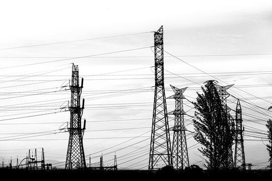 power lines on a field