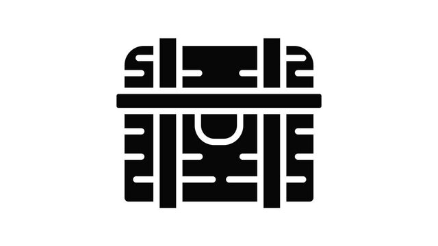 Treasure dower chest icon animation outline best object on white background