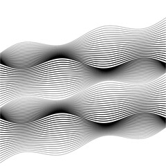 Design elements. Wave of many gray lines. Abstract wavy stripes on white background isolated. Creative line art. Vector illustration EPS 10. Colourful shiny waves with lines created using Blend Tool