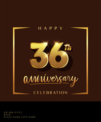 36th anniversary celebration logotype with handwriting golden color elegant design isolated on dark background. vector anniversary for celebration, invitation card, and greeting card.