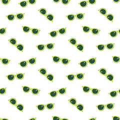 Green tone and cute sunglasses pattern. Vector illustration.