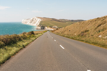 Isle of Wight road with cliffs
