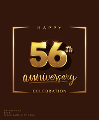 56th anniversary celebration logotype with handwriting golden color elegant design isolated on dark background. vector anniversary for celebration, invitation card, and greeting card.