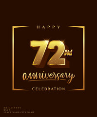 72nd anniversary celebration logotype with handwriting golden color elegant design isolated on dark background. vector anniversary for celebration, invitation card, and greeting card.