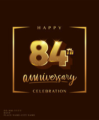 84th anniversary celebration logotype with handwriting golden color elegant design isolated on dark background. vector anniversary for celebration, invitation card, and greeting card.