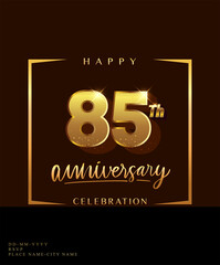 85th anniversary celebration logotype with handwriting golden color elegant design isolated on dark background. vector anniversary for celebration, invitation card, and greeting card.