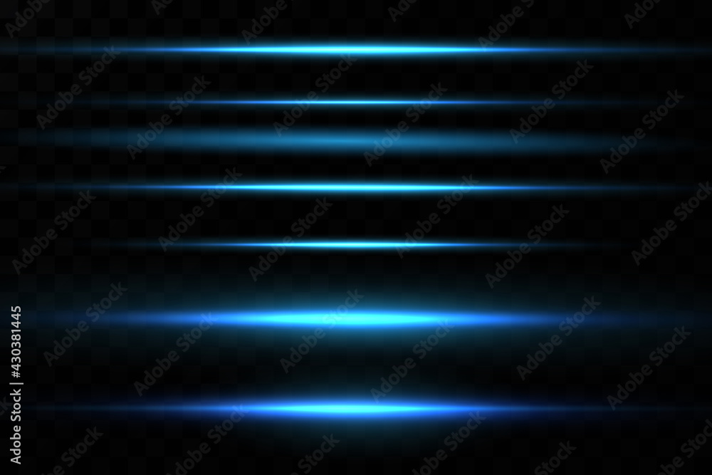Poster Vector illustration of a blue color. Light effect. Abstract laser beams of light. Chaotic neon rays of light .