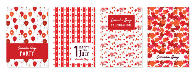 Happy Canada Day poster and cards. 1st july. Vector illustration greeting card. Canada Maple leaves on white background. illustration