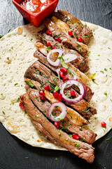kebab with meat and sauce