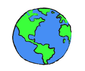 Planet Earth on a white background. Cartoon. Vector illustration.