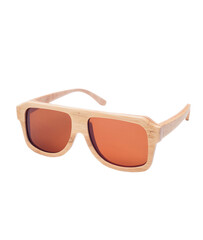 Wood frame sunglasses isolated on a white background