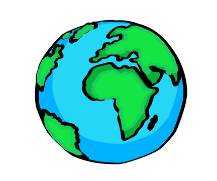 Planet Earth on a white background. The globe. Cartoon. Vector illustration.