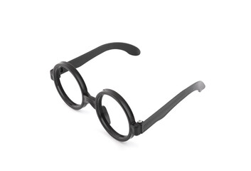 Black thick glasses on white background