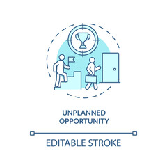 Unplanned opportunity concept icon. Unexpectedly manifests new opportunity idea thin line illustration. Way to success. Vector isolated outline RGB color drawing. Editable stroke