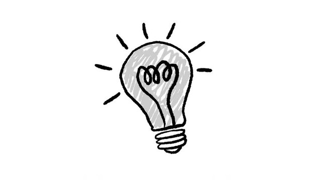 light bulb drawn whiteboard style, ideal footage to represent the idea, creativity and positivity concept