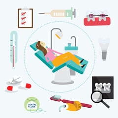 Teeth examination and dentistry checkup, Dentist concept illustration