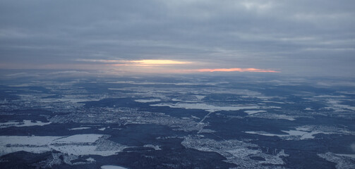  The plane takes off over the airport Sheremetyevo