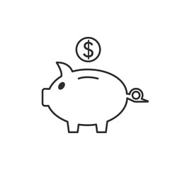 Piggy bank icon. Simple design on white background.