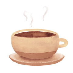コーヒーカップ　手描き水彩イラスト