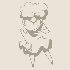 sketch of cartoon dancing monkey in dress making goat gesture