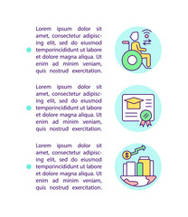 Digital literacy achieving concept line icons with text. PPT page vector template with copy space. Brochure, magazine, newsletter design element. Students with disability linear illustrations on white