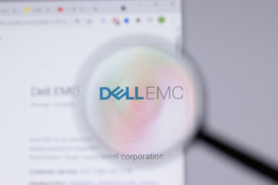 New York, USA - 26 April 2021: Dell EMC logo close-up on website page, Illustrative Editorial.