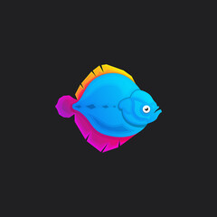Colorful piranha fish gradient style logo illustration