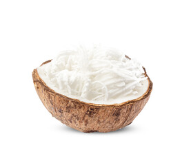Grated coconut isolated on white background