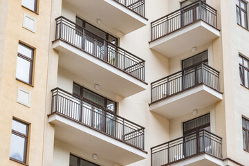 Balconies and windows of the new apartment house.