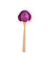 purple sweet potatoes powder on white background