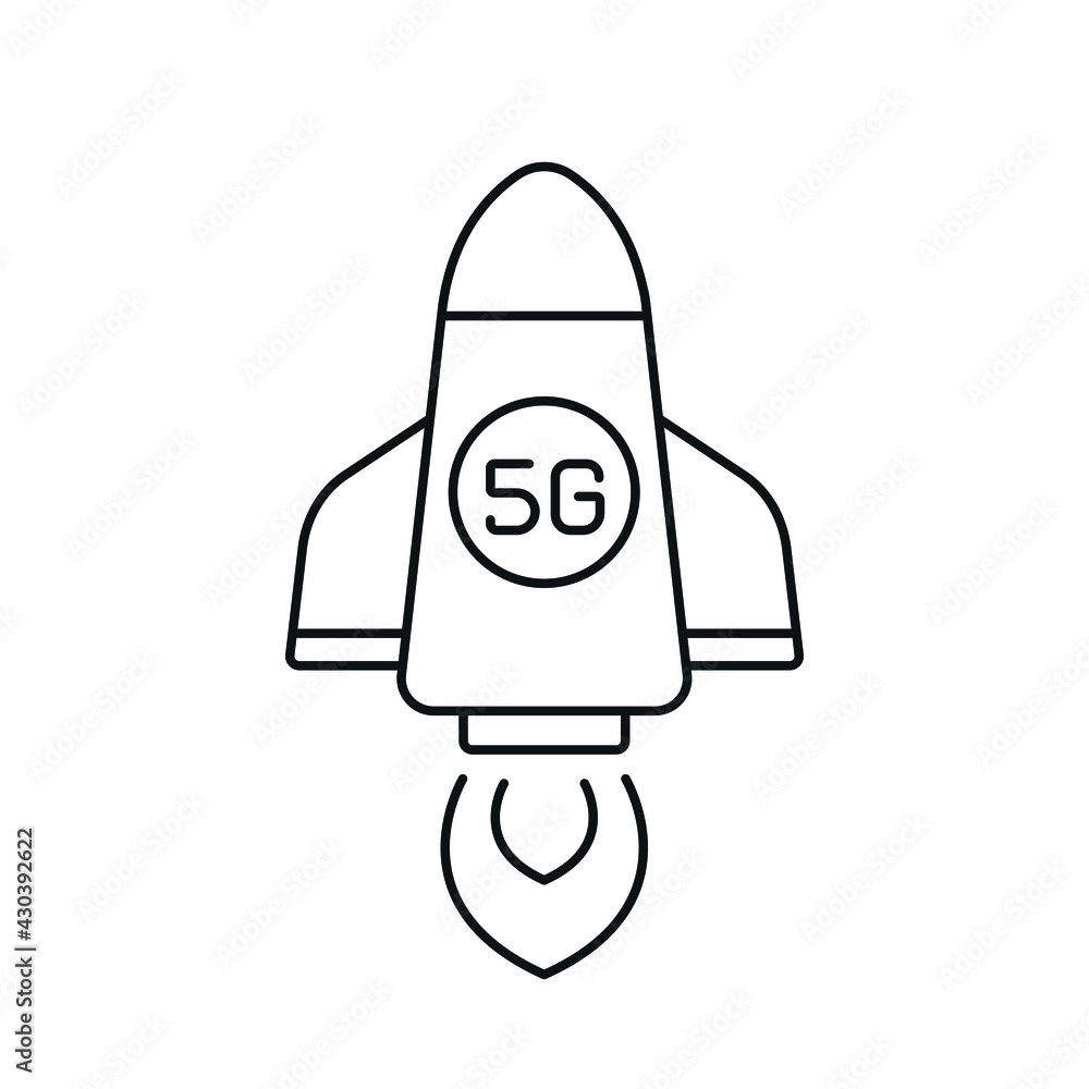 Poster 5g connection in rocket linear icon. high speed internet. thin line customizable illustration. conto