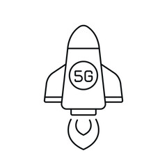 5g connection in rocket linear icon. High speed internet. Thin line customizable illustration. Contour symbol. Vector isolated outline drawing. Editable stroke