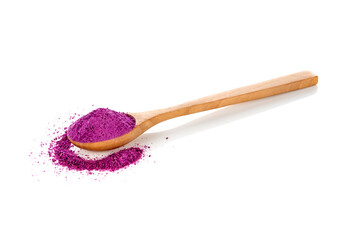 purple sweet potatoes powder on white background
