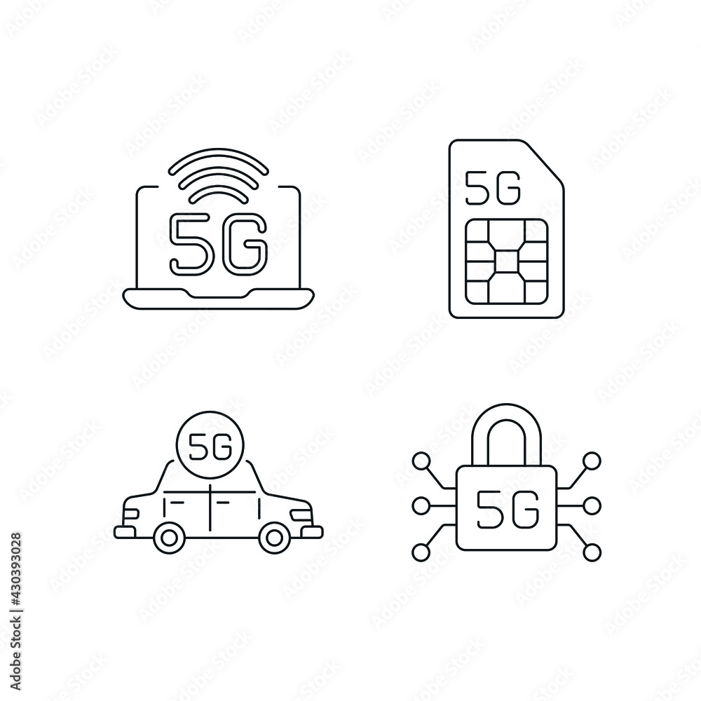 Poster 5g connection linear icons set. high speed internet. thin line customizable illustration. contour sy