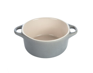 Empty grey bowl isolated on white background