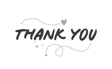 Thank you lettering message. Hand drawn style typographic message with ornaments.