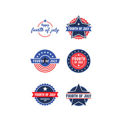 Set of 4th of July badges. Vector design for United States of America patriotic celebration. American independence day banners.