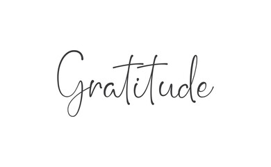 Gratitude word lettering design. Hand drawn lettering style. Thankful and motivational message.