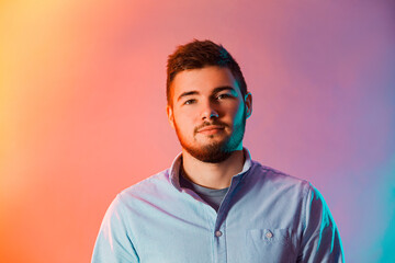 Portrait of young man in the red and blue © oksix