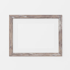 Fototapeta premium mockup of unique picture frame made of old weathered wood
