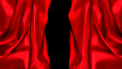 Red silk or satin luxury fabric texture can use as abstract background. Top view