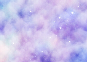 星雲と煌めく星　背景イラスト素材（紫色） - obrazy, fototapety, plakaty