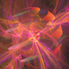 Obraz premium Raster Phantasmagoric, Stylized Image of Mysterious Balls Against a Background of Red Lightning and Flashes