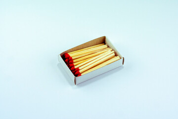 one box of matchstick, isolated object, design element, fire light flammable stick