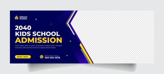 Kid school admission social media timeline cover & web banner
