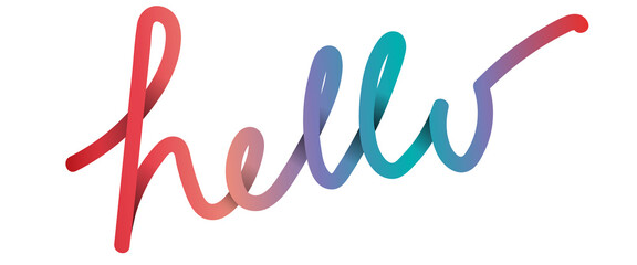 hello word in hand-written form with rainbow spectrum fill.